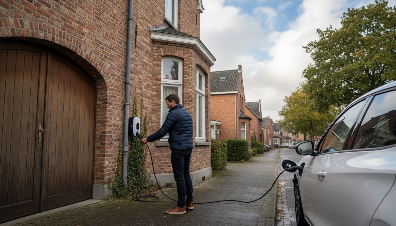 laadpaal in gebruik door huiseigenaar in de zomer